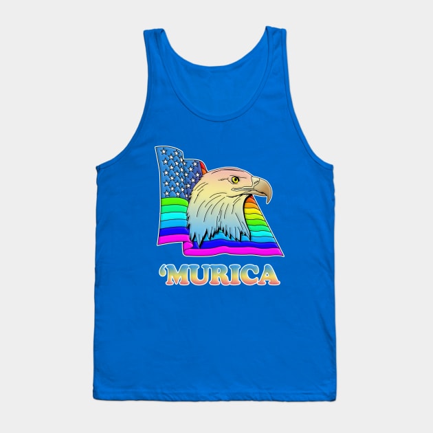 'MURICA Gay Pride American Rainbow Flag Bald Eagle Design Tank Top by DankFutura